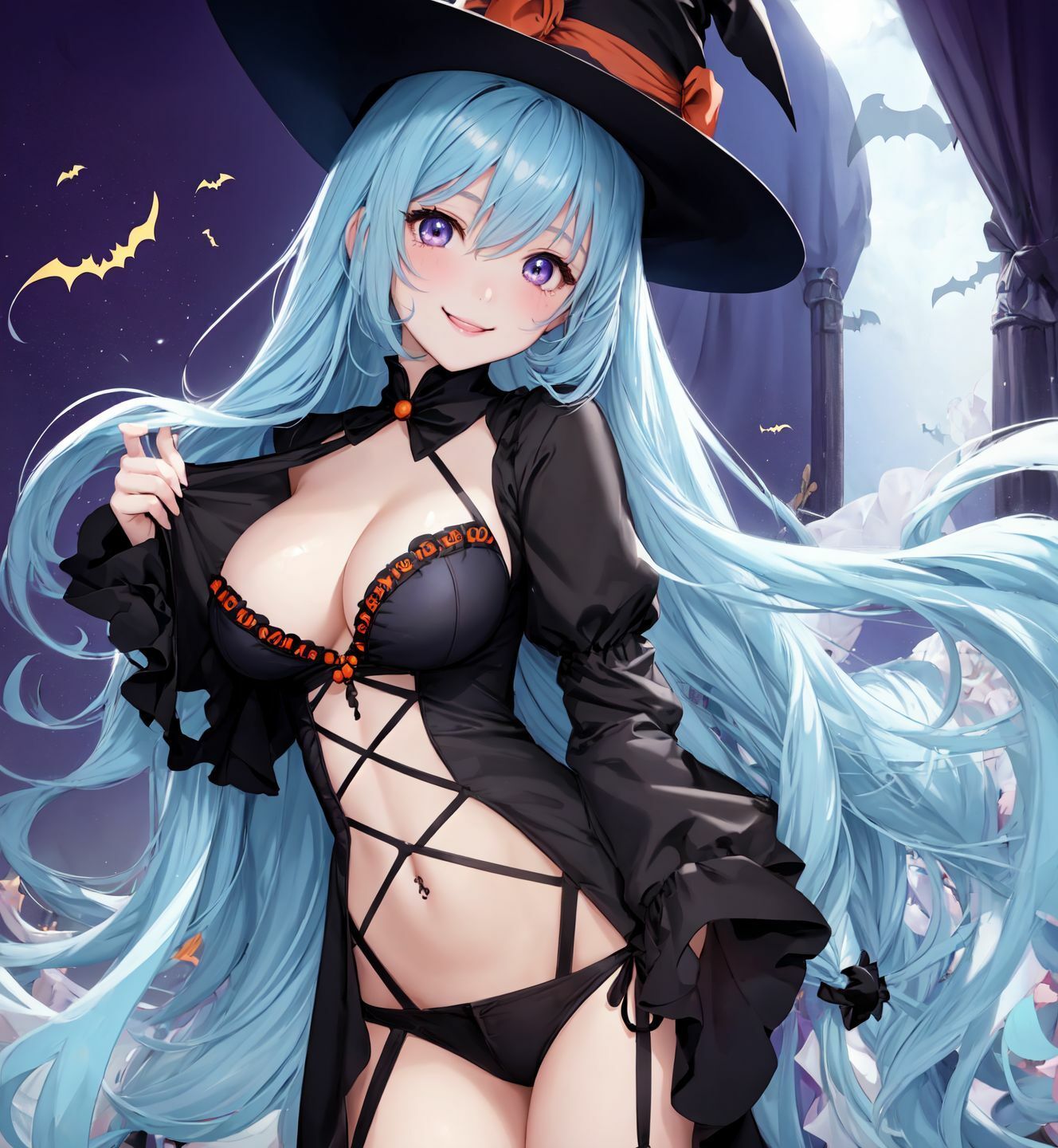 ハロウィーン水髪魔女