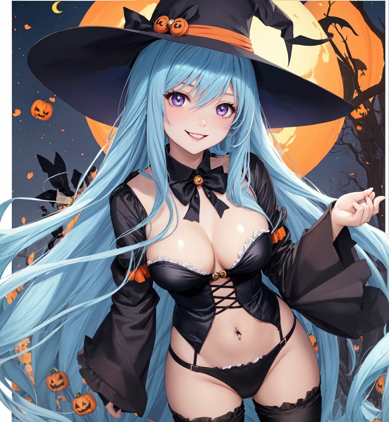ハロウィーン水髪魔女