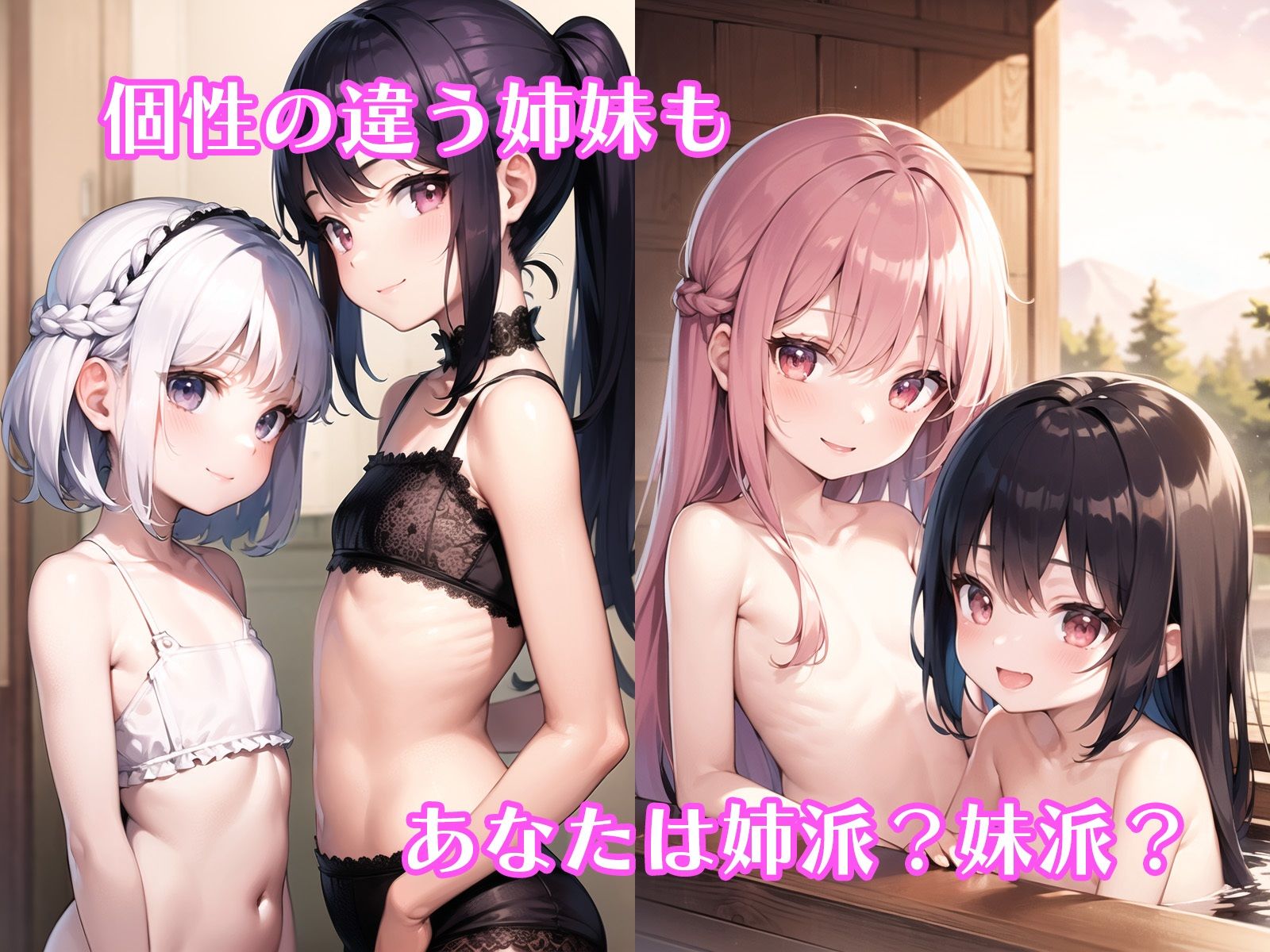 温泉ではしゃぐロリ姉妹