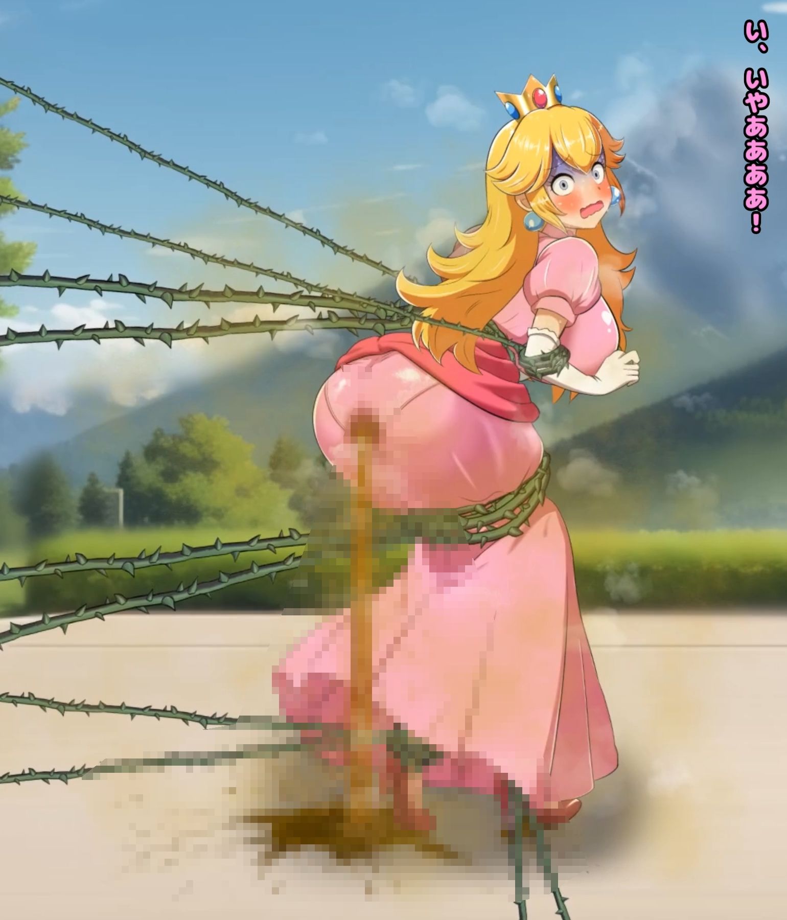 便意を我慢した姫様がお漏らしさせられるアニメ