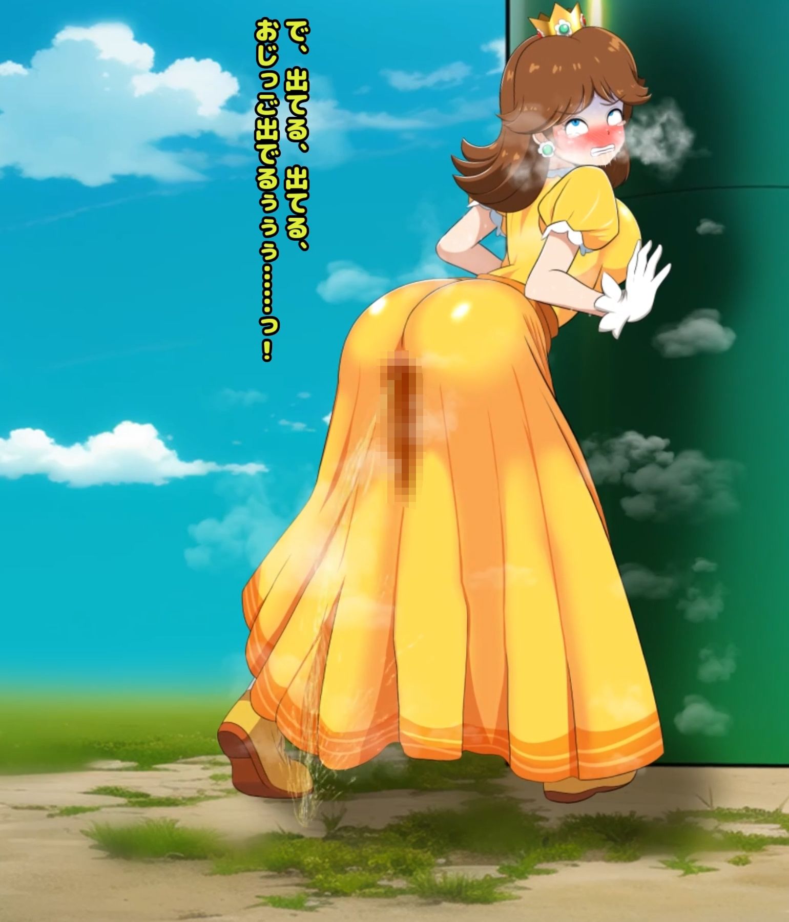 便意を我慢した姫様がお漏らしさせられるアニメ