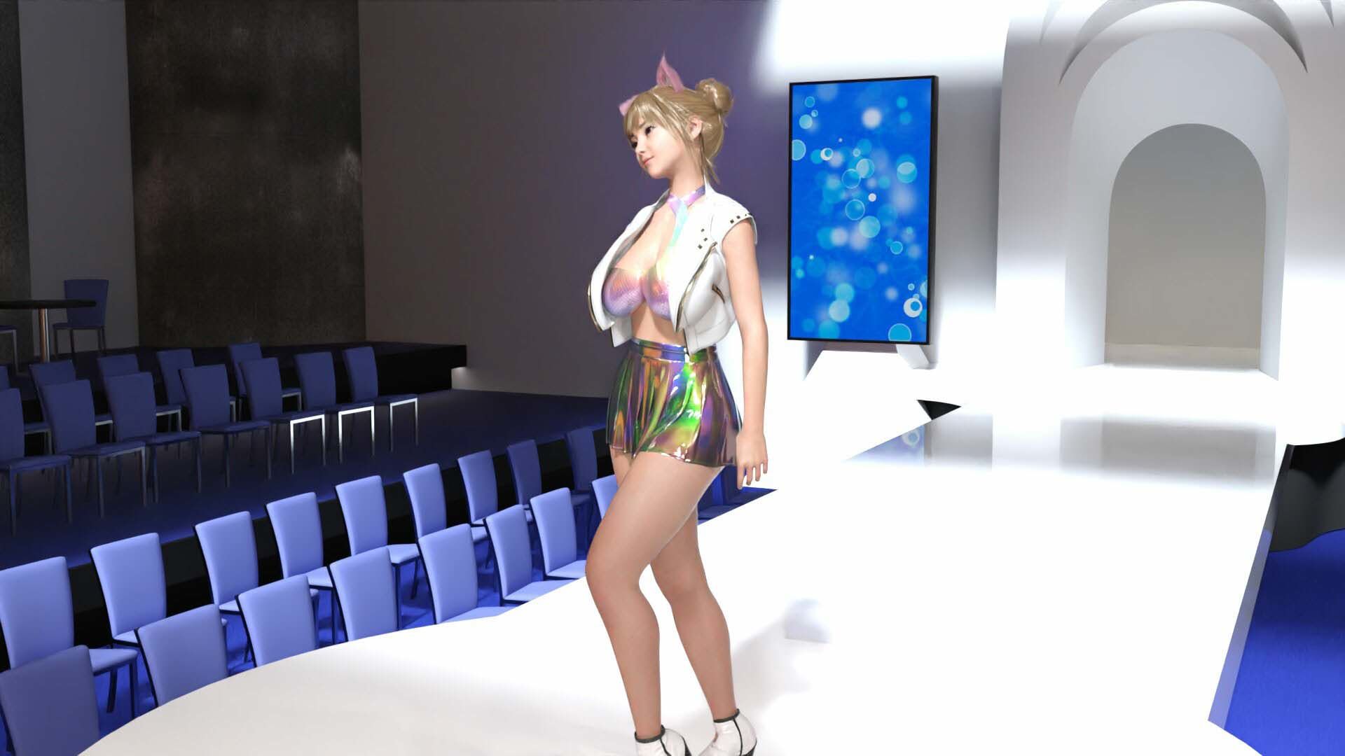 廻里のファッションショーリハーサル（Vol.2:純白Tバックパンティ）