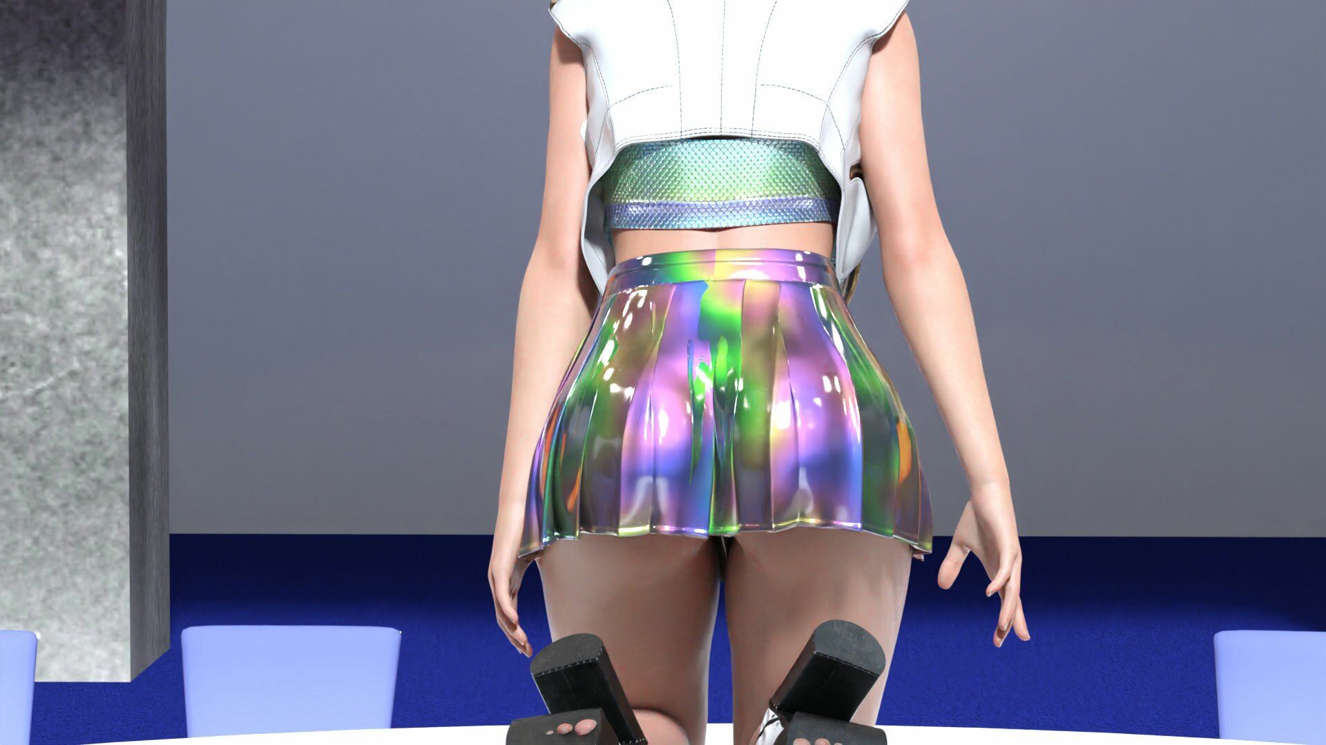 廻里のファッションショーリハーサル（Vol.3:純白Tバックパンティ）