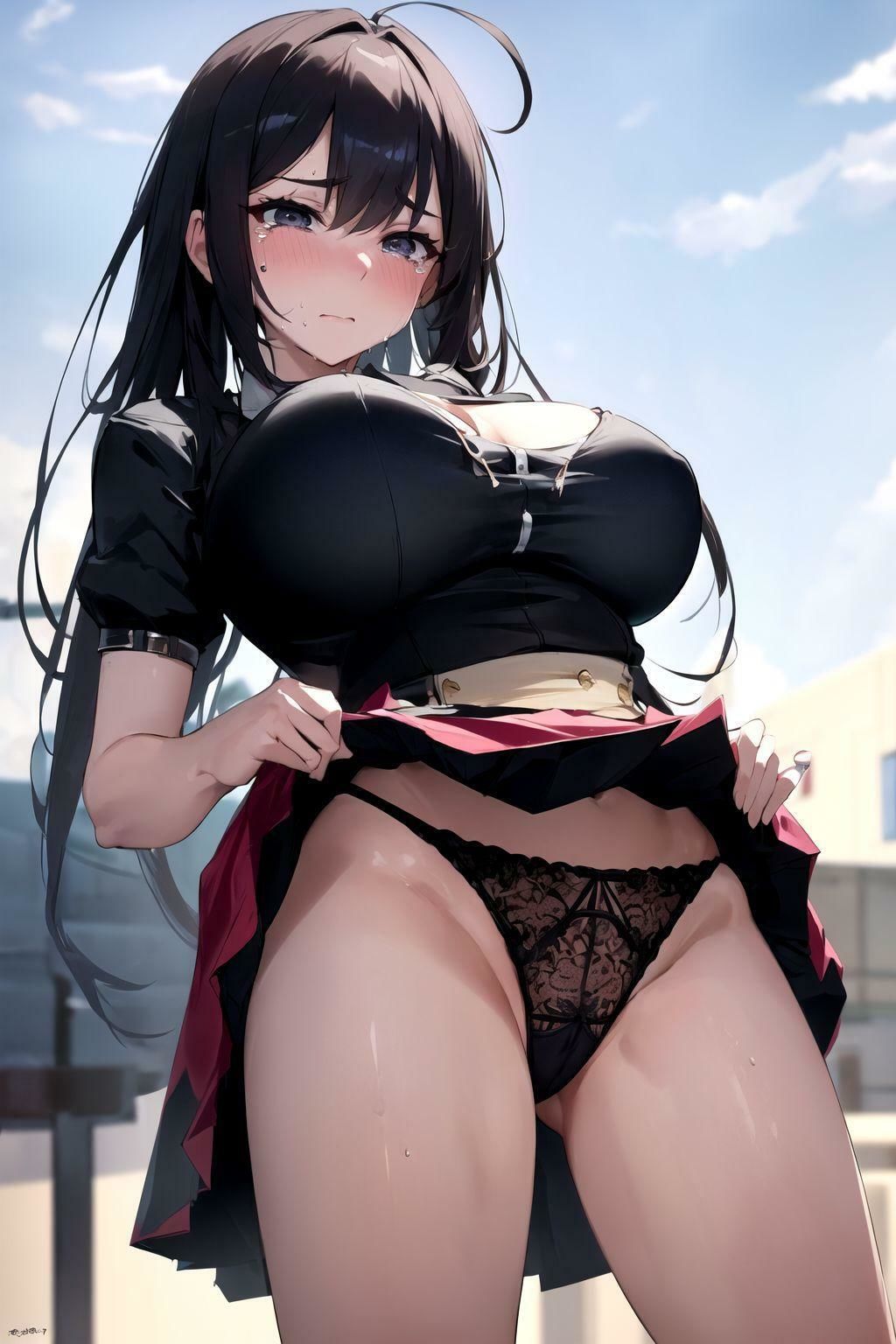 巨乳お姉さんが泣きながらパンツ見せてくる