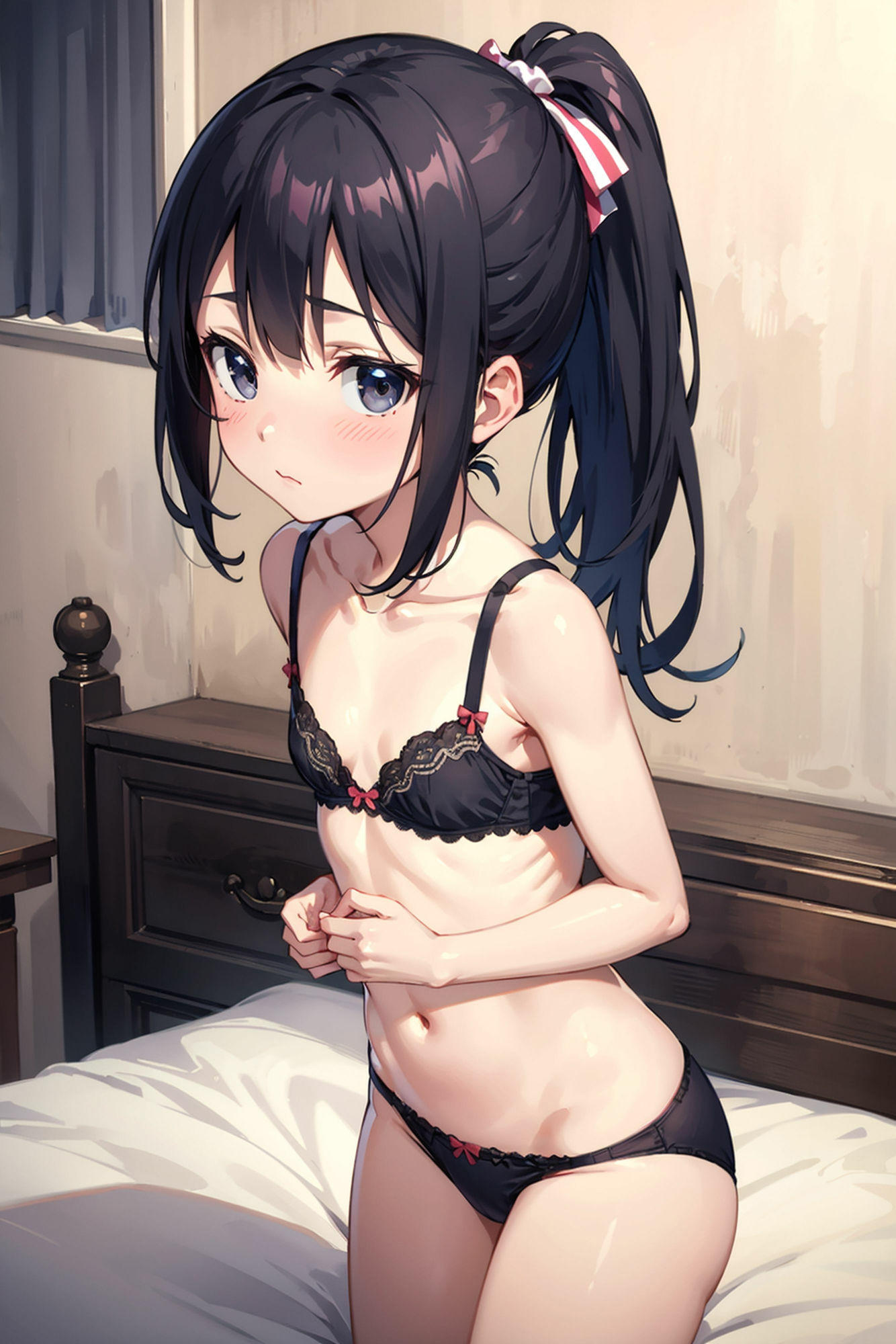 黒髪つるぺたポニテロリとお家デート