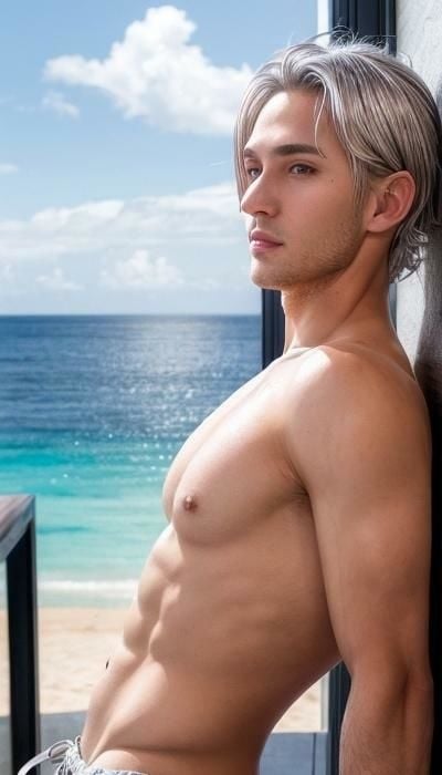 銀髪イケメンビーチ