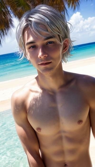 銀髪イケメンビーチ