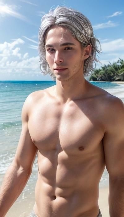 銀髪イケメンビーチ