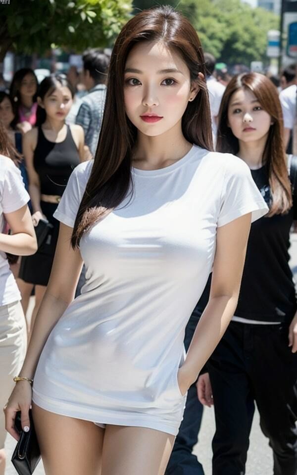 Tシャツの上からはっきりわかるたわわなおっぱい。ピチTを着た巨乳娘の裸見たくありませんか？