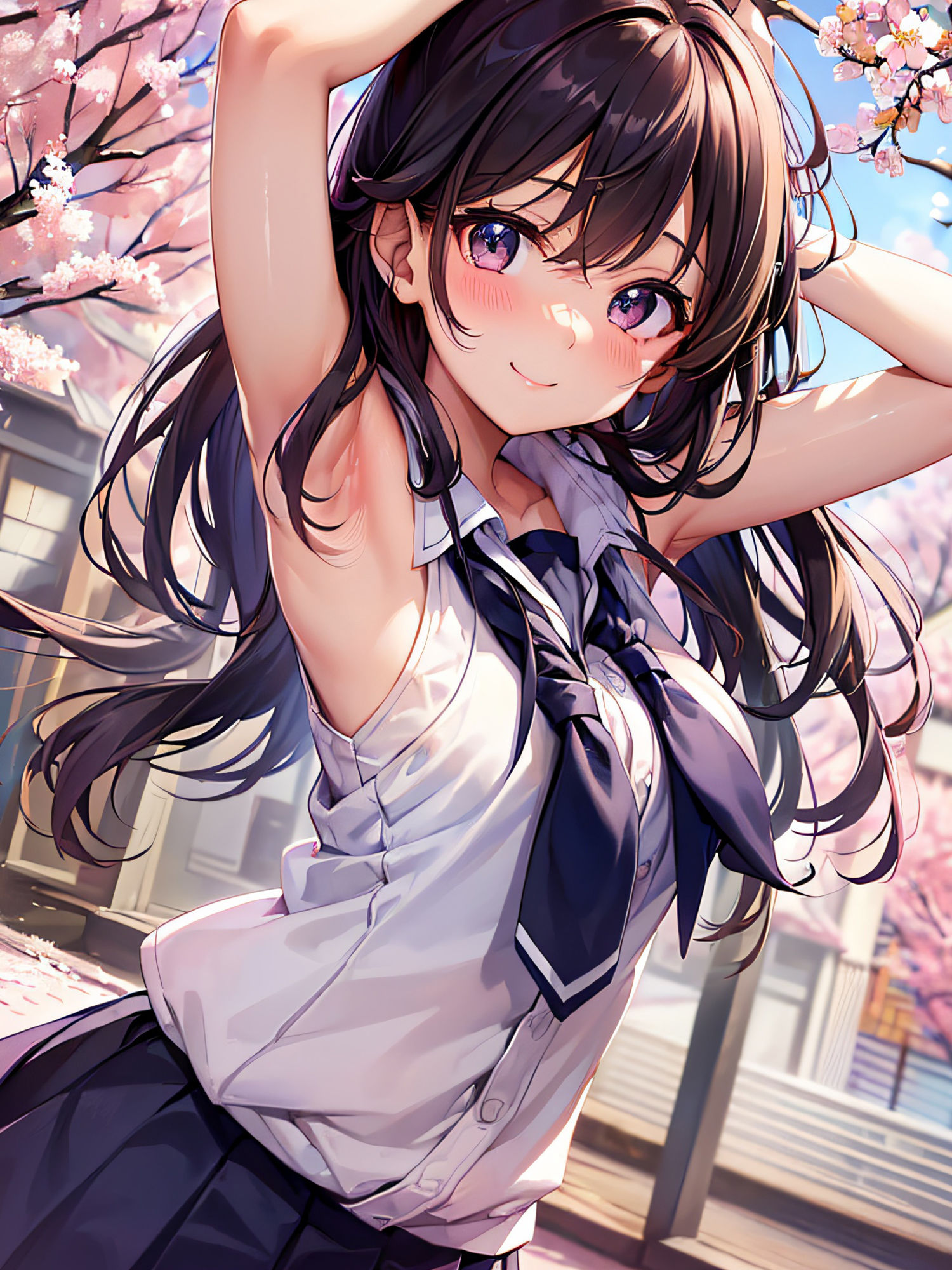 見せたがりの制服JKの腋見せ画像集