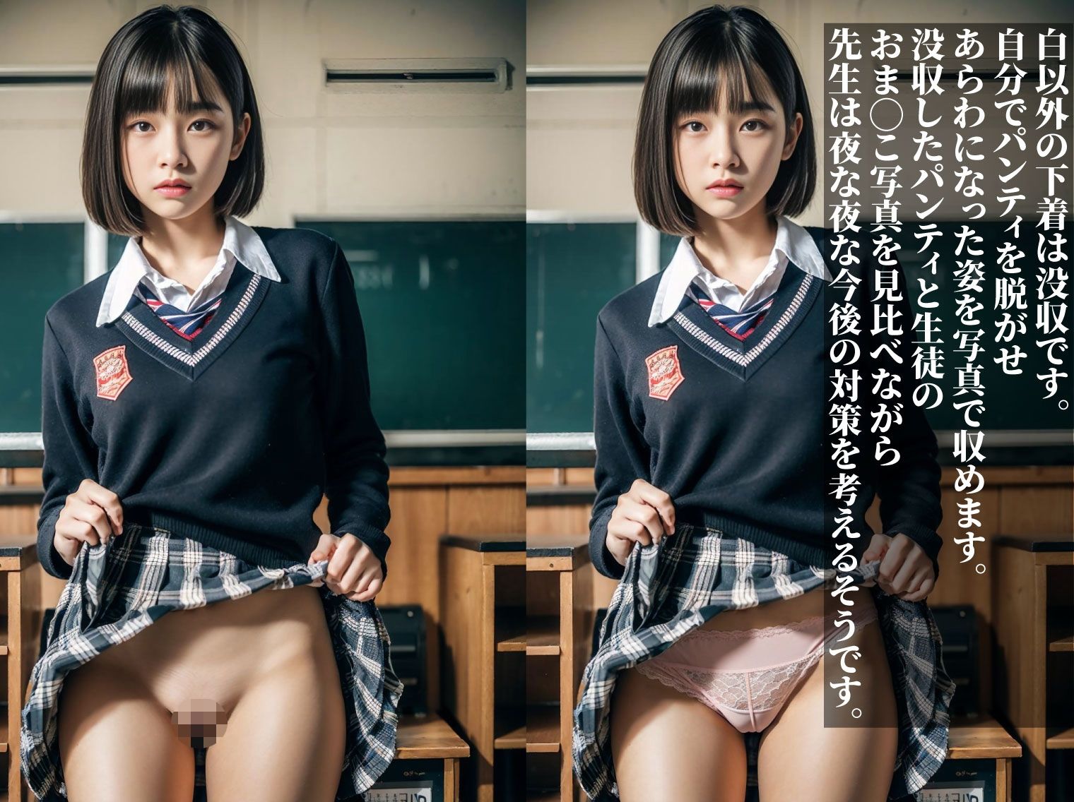 女子校ブラック校則スカートたくし上げさせ抜き打ちパンティ検査