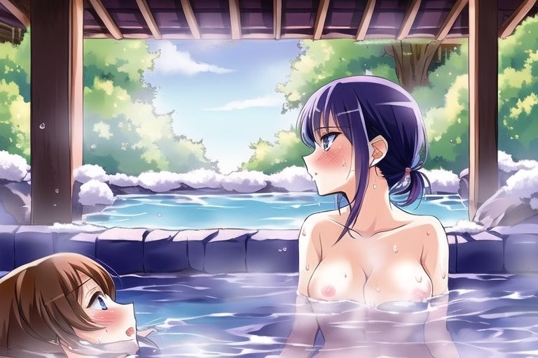 絶景、百合を眺める露天風呂