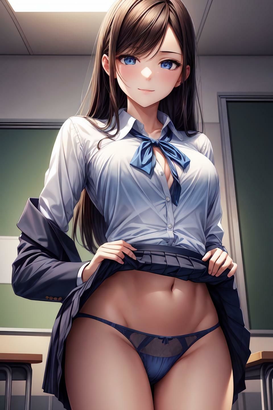 制服美少女スカートたくし上げ