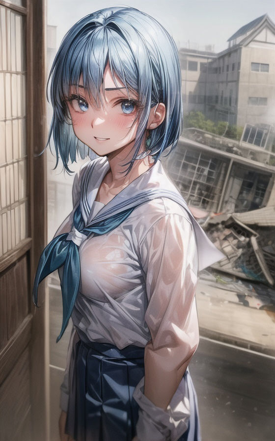 バイオレンス青髪 女学生