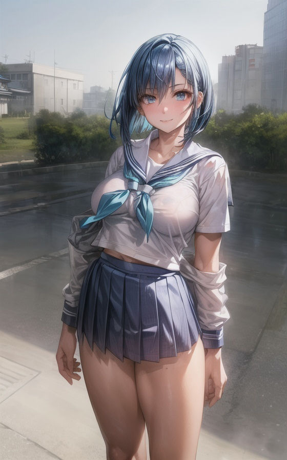 バイオレンス青髪 女学生