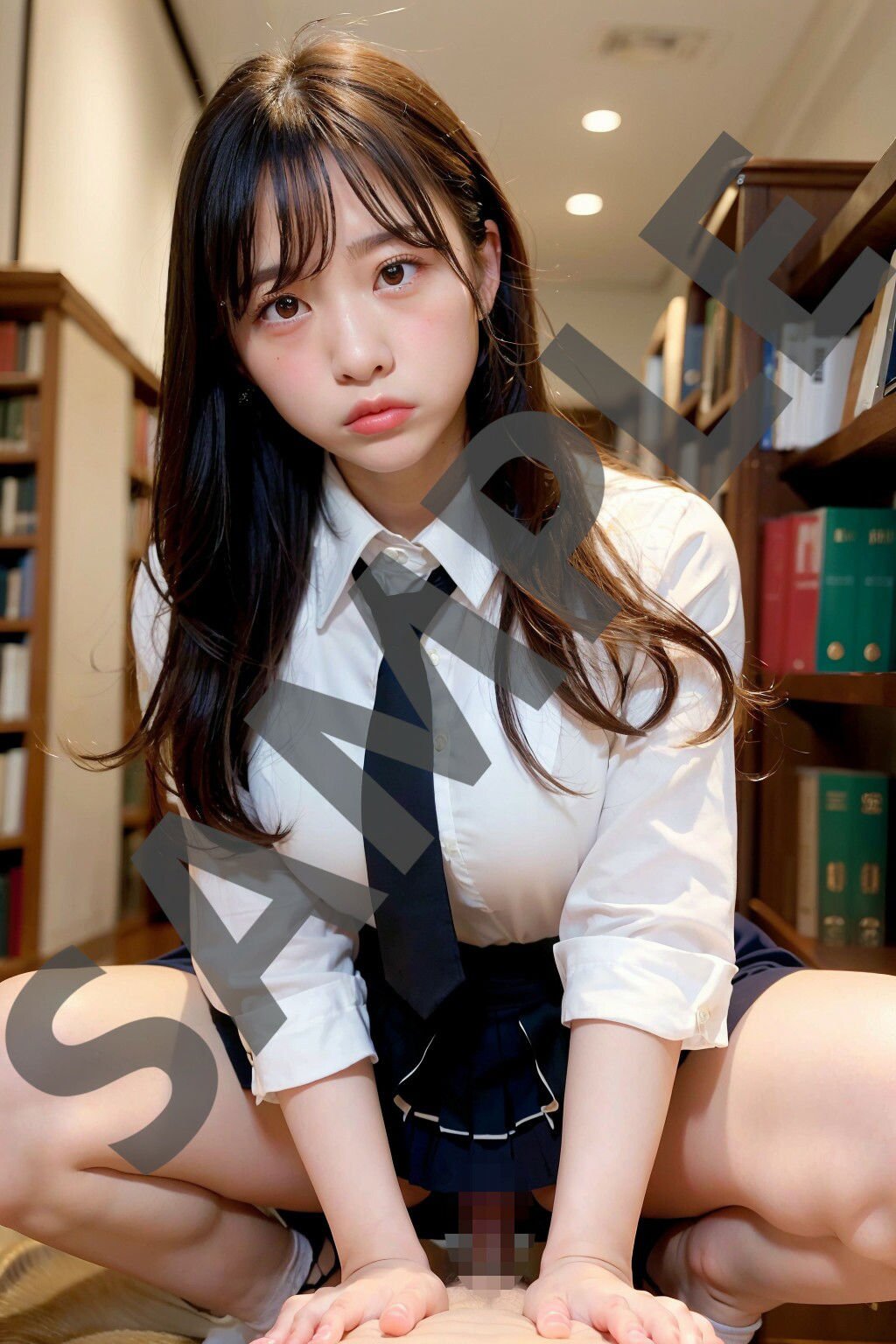 黒髪女子痴〇ー声の出せない図書館で…