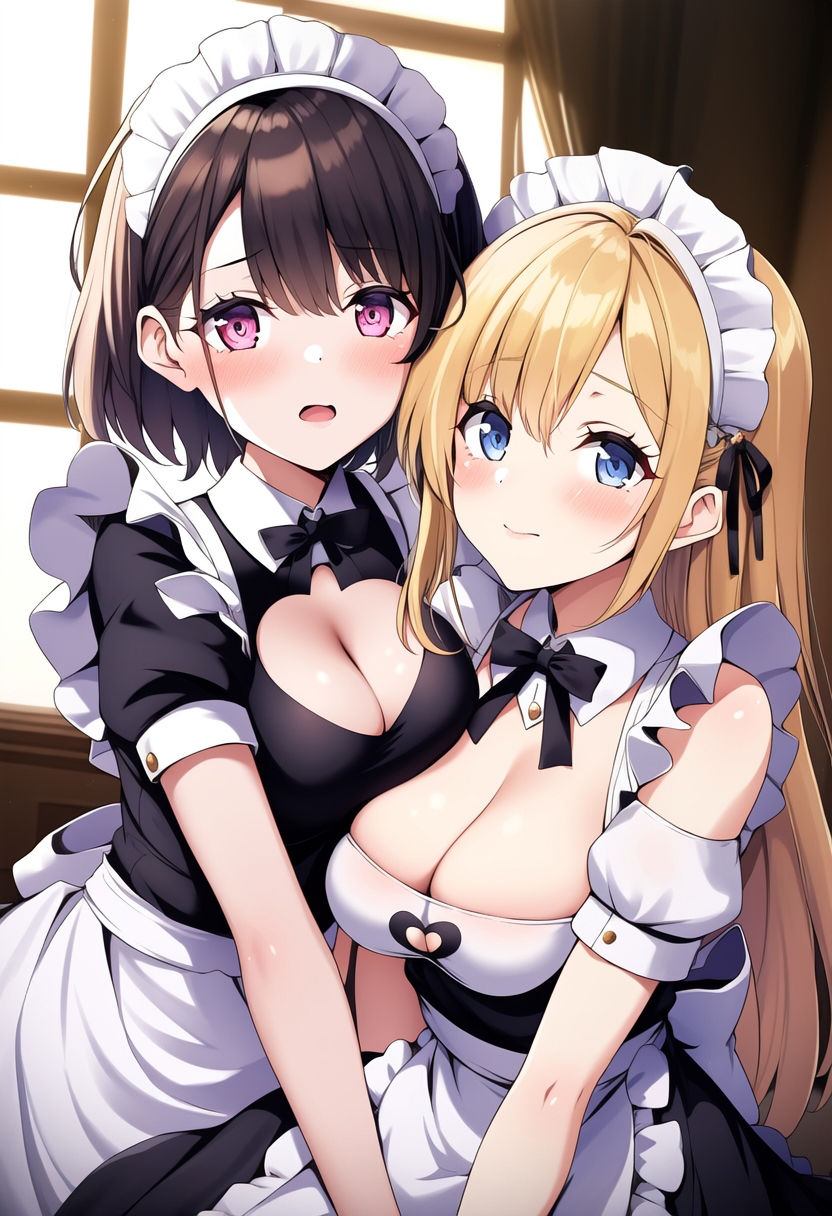 仲良しメイドコスプレで百合エッチ