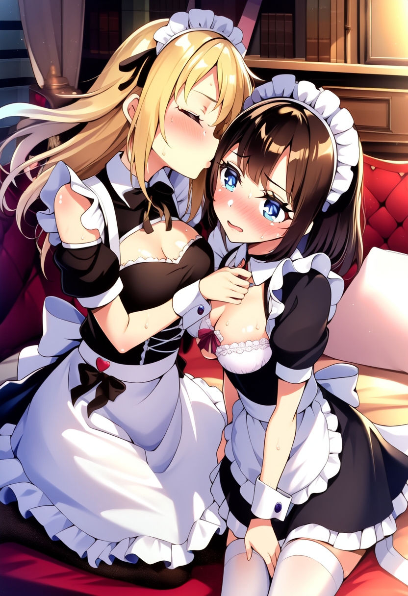 仲良しメイドコスプレで百合エッチ