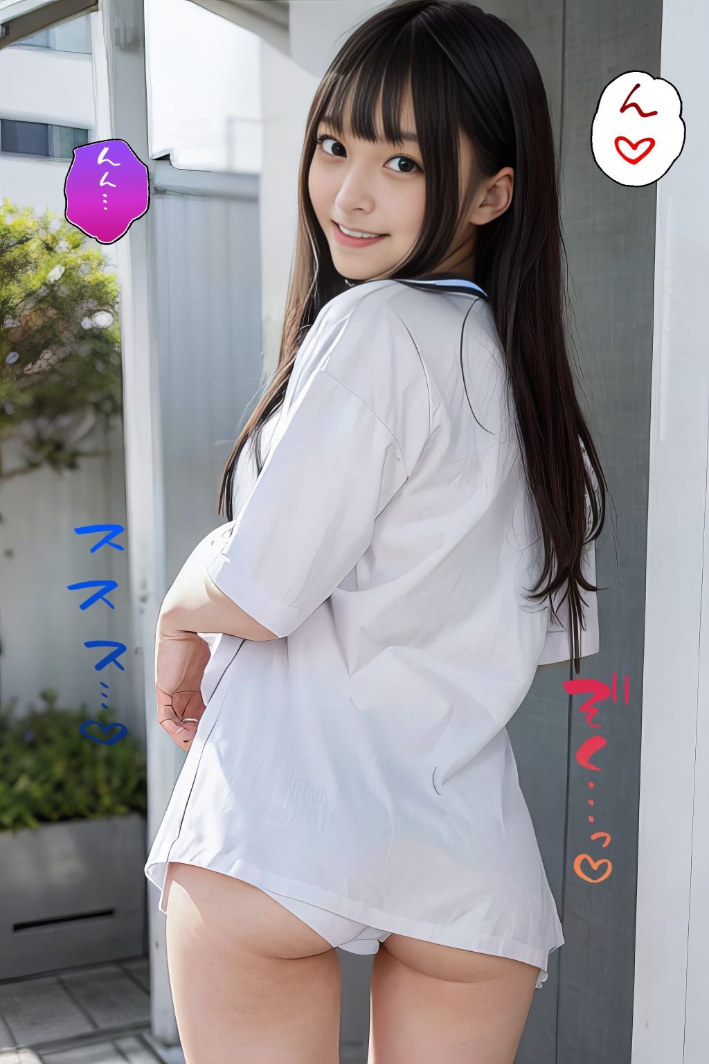 中出しあえぐ黒髪少女