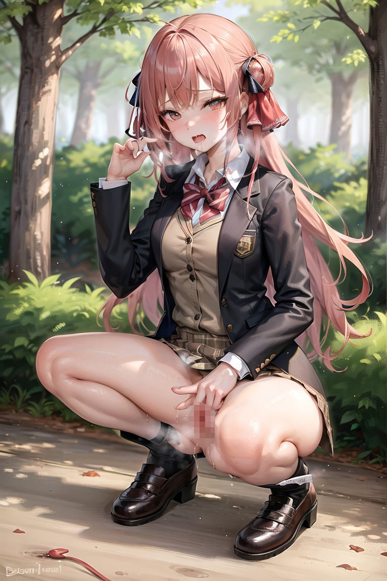 屋外で我慢できずにおしっこしているところを見られちゃう女子校生 Vol.1