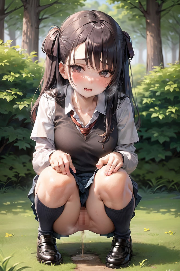 屋外で我慢できずにおしっこしているところを見られちゃう女子校生 Vol.1