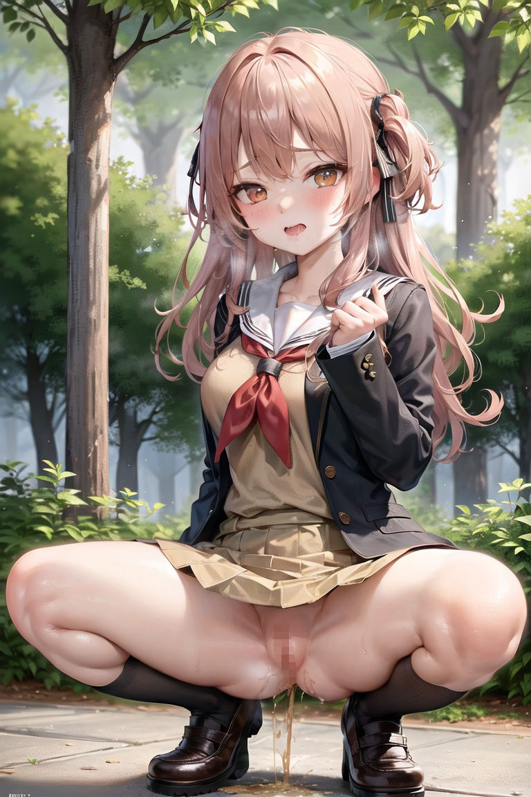 屋外で我慢できずにおしっこしているところを見られちゃう女子校生 Vol.1