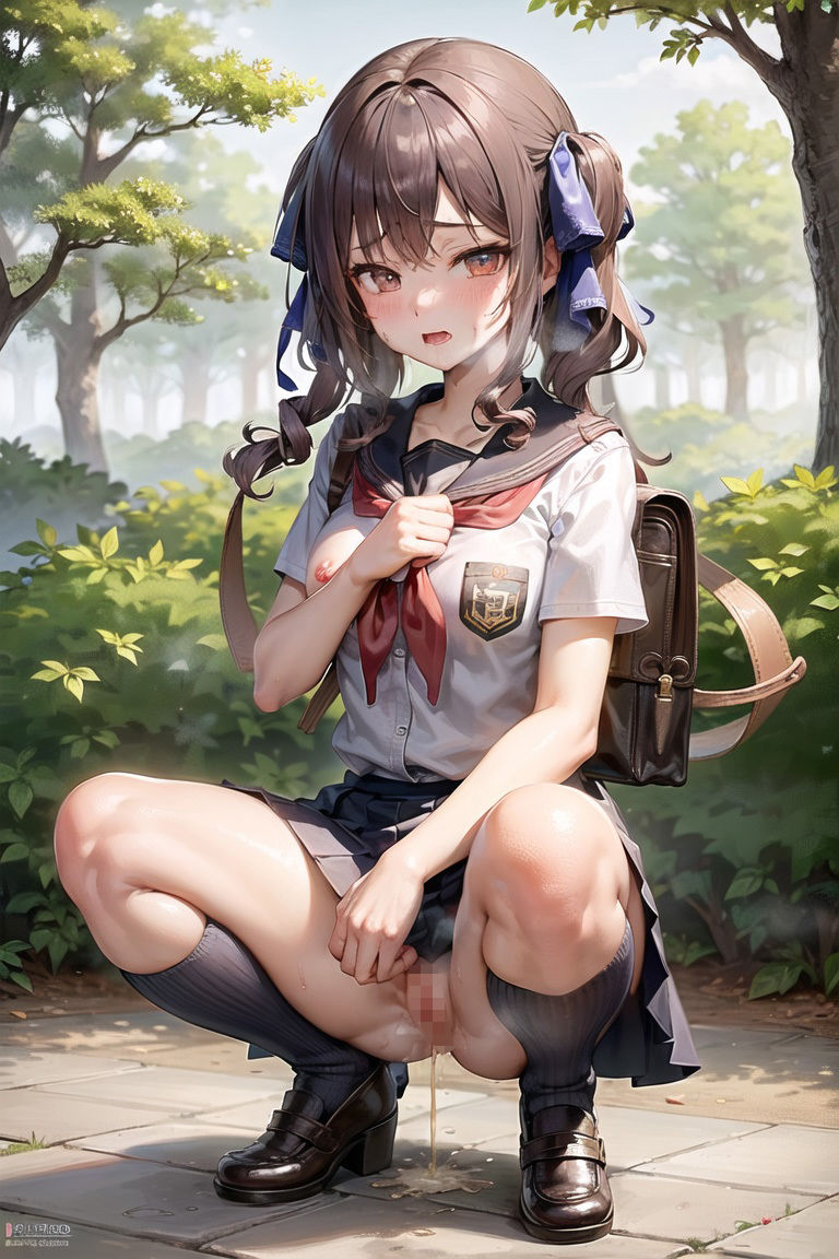 屋外で我慢できずにおしっこしているところを見られちゃう女子校生 Vol.1