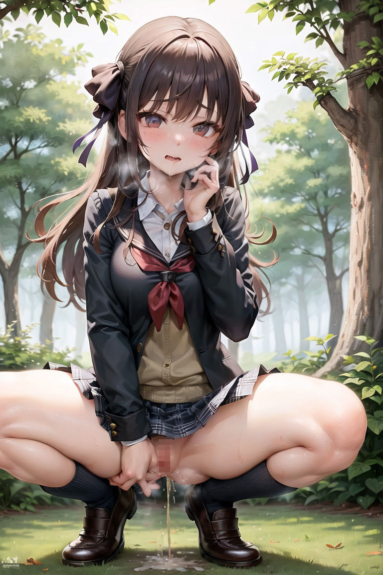 屋外で我慢できずにおしっこしているところを見られちゃう女子校生 Vol.1