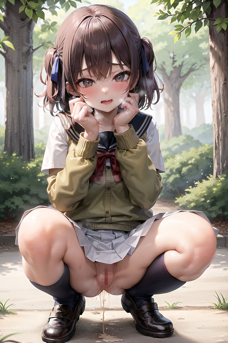 屋外で我慢できずにおしっこしているところを見られちゃう女子校生 Vol.1