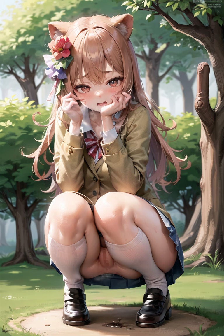 屋外で我慢できずにおしっこしているところを見られちゃう女子校生 Vol.1