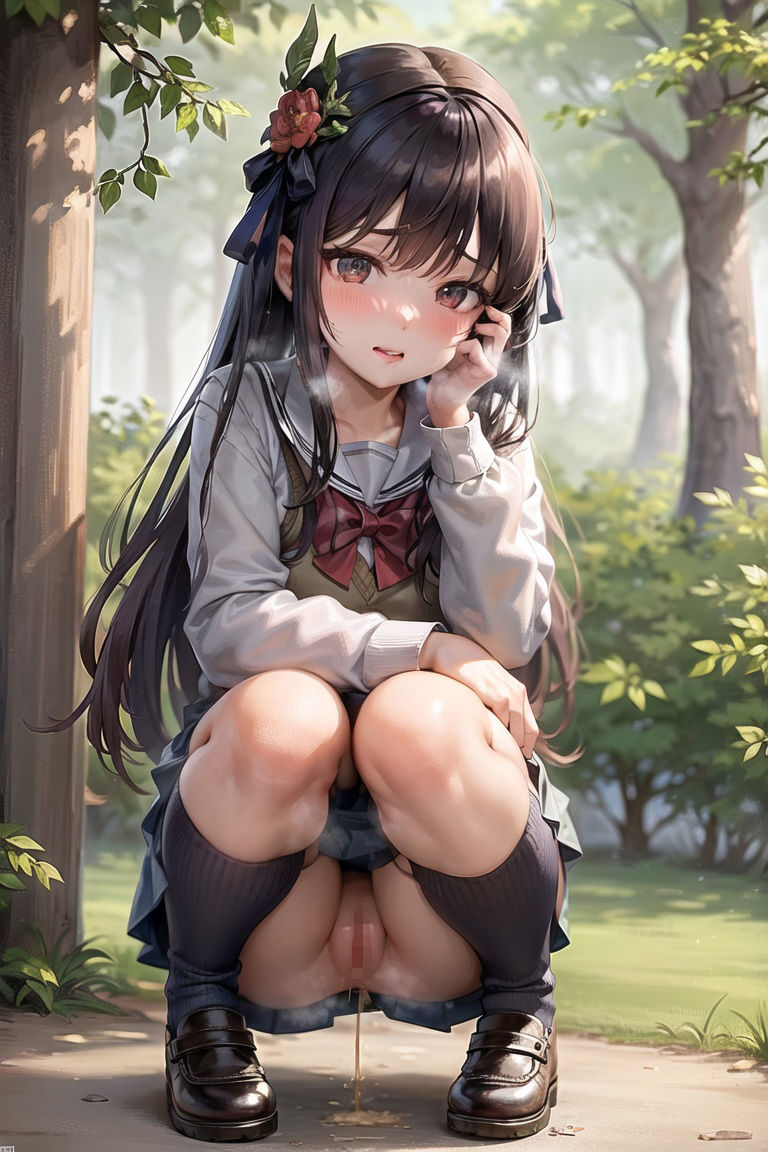 屋外で我慢できずにおしっこしているところを見られちゃう女子校生 Vol.1