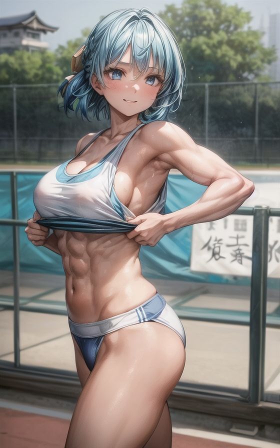 陸上ってイイね、青髪筋肉美女 149枚