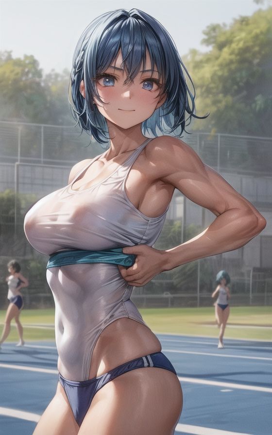 陸上ってイイね、青髪筋肉美女 149枚