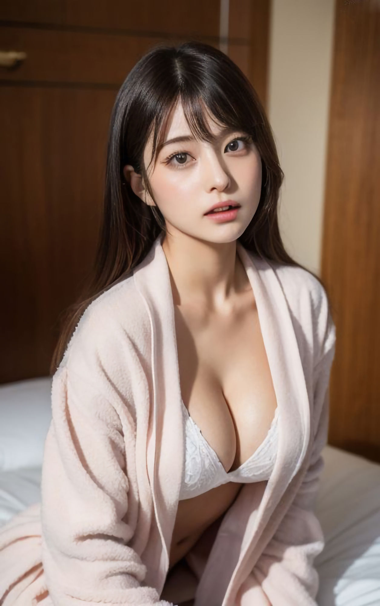 【高画質】「お風呂気持ちよかったね!」バスローブ姿の湯上り美女〜かわいくてセクシーなAI写真集vol.21(全308ページ)