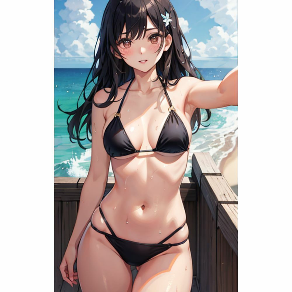 海でセクシービキニを着ているかわいい女の子
