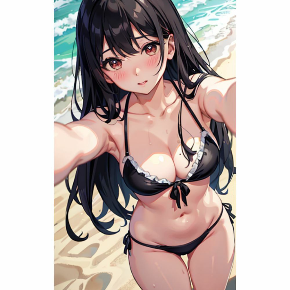 海でセクシービキニを着ているかわいい女の子