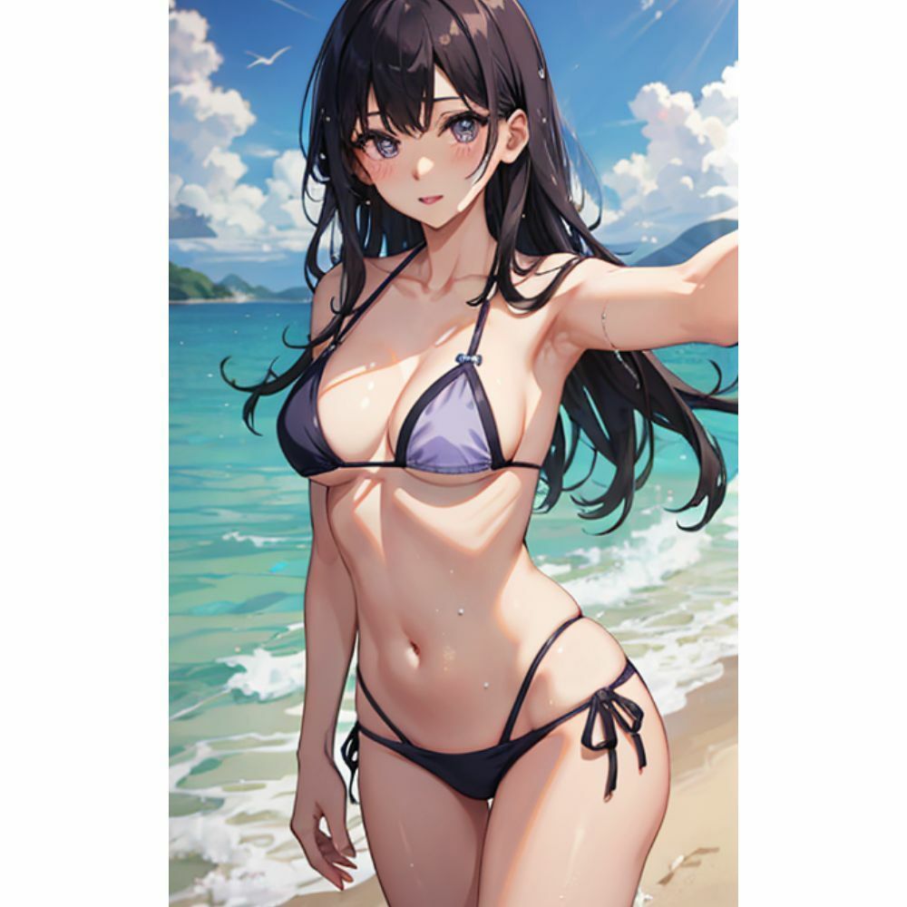 海でセクシービキニを着ているかわいい女の子