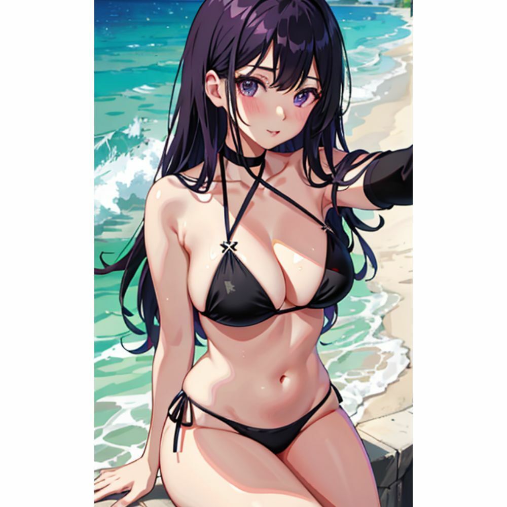 海でセクシービキニを着ているかわいい女の子