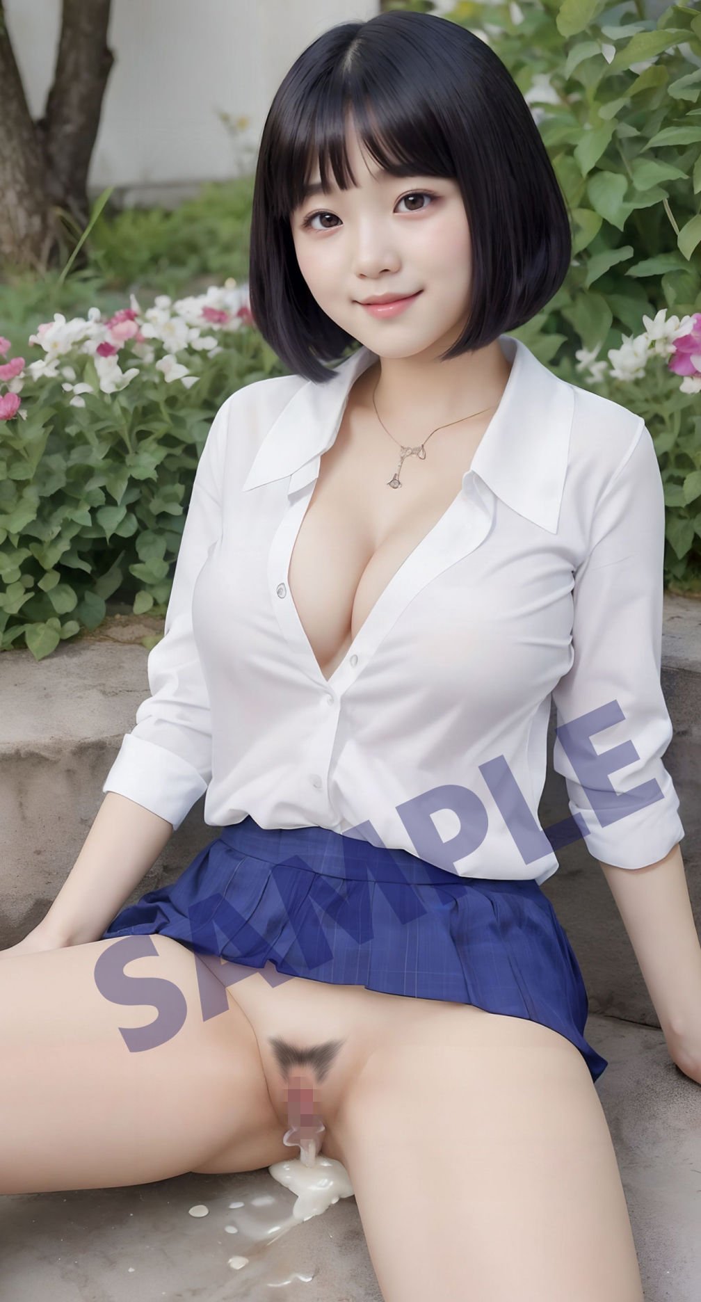 制服美少女JKたくし上げ 童顔ロリ見せつけ野外露出