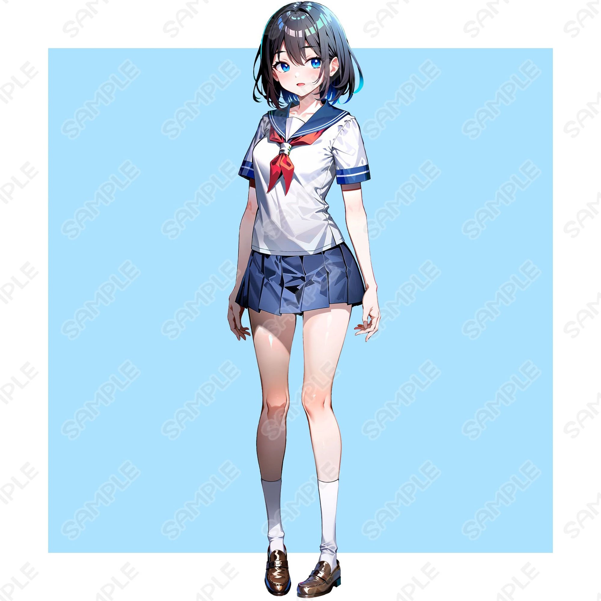 【立ち絵素材】 セーラー服少女_表情差分14種_服装差分3種