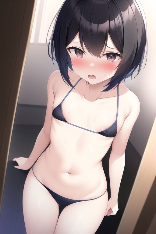 子供が産める身体の貧乳JKが水着姿で挑発したりポロリしてしまう集