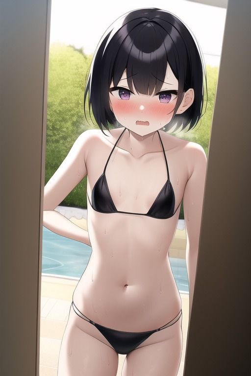 子供が産める身体の貧乳JKが水着姿で挑発したりポロリしてしまう集