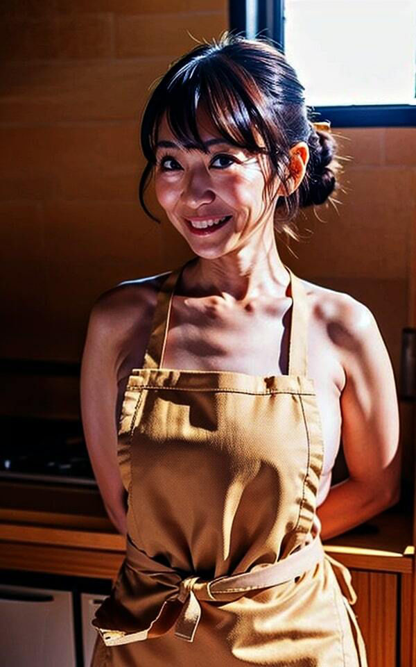 【初体験】熟れ過ぎ人妻 裸エプロンde乳首ビンビン！！「こんな格好初めて・・・」