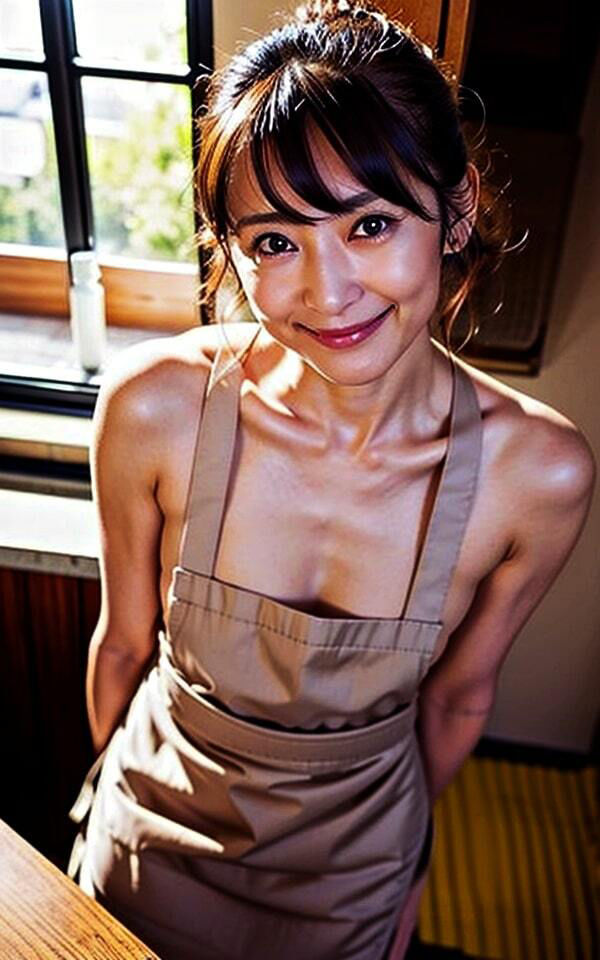 【初体験】熟れ過ぎ人妻 裸エプロンde乳首ビンビン！！「こんな格好初めて・・・」