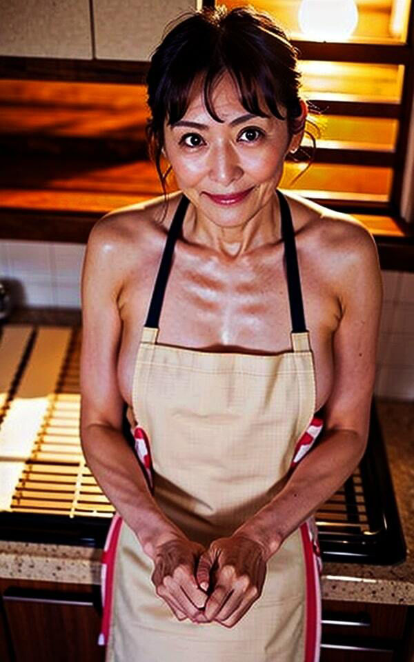 【初体験】熟れ過ぎ人妻 裸エプロンde乳首ビンビン！！「こんな格好初めて・・・」