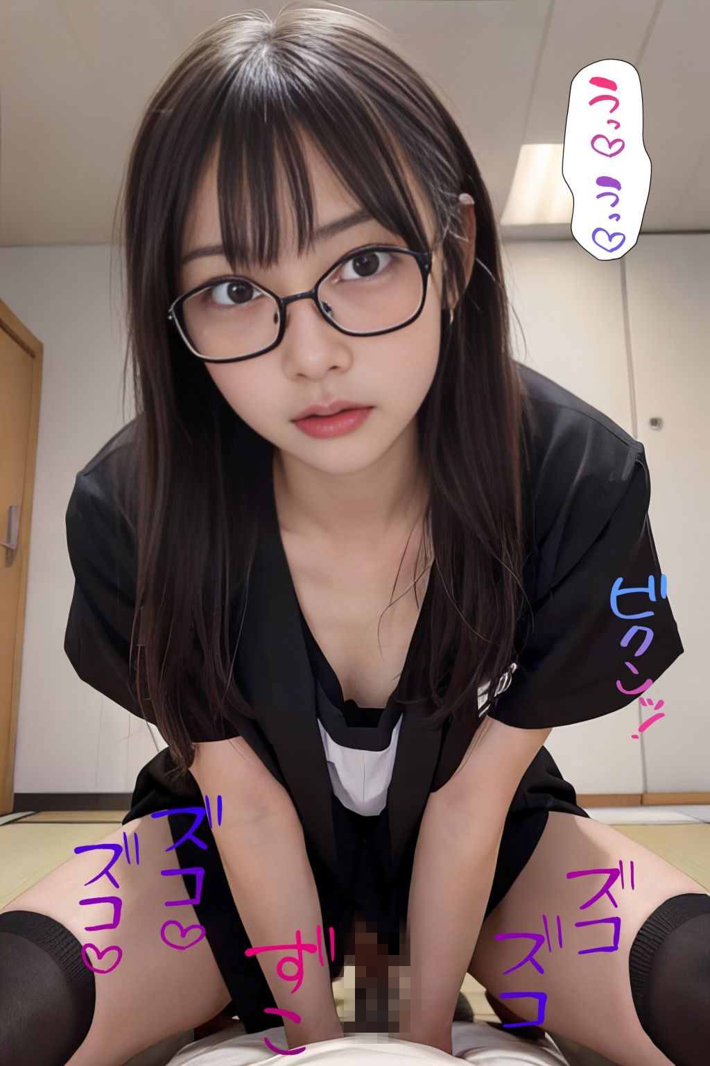 中出しされたいめがね少女