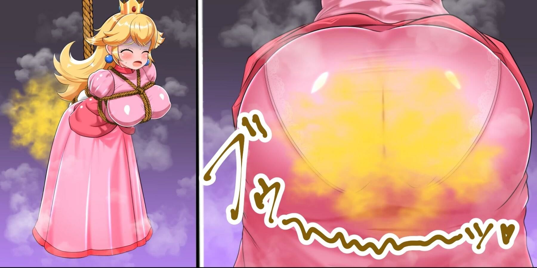 桃姫便意我慢＆着衣脱糞アニメーション