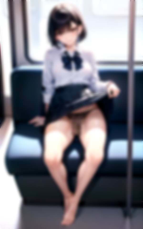 向かいに座ったあの子がパンチラ 処女・制服