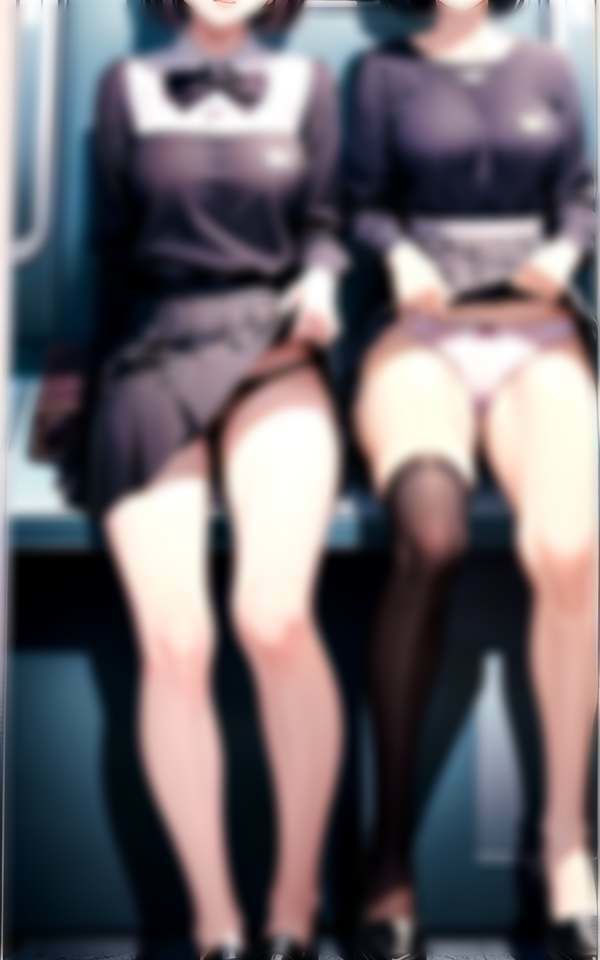 向かいに座ったあの子がパンチラ 処女・制服