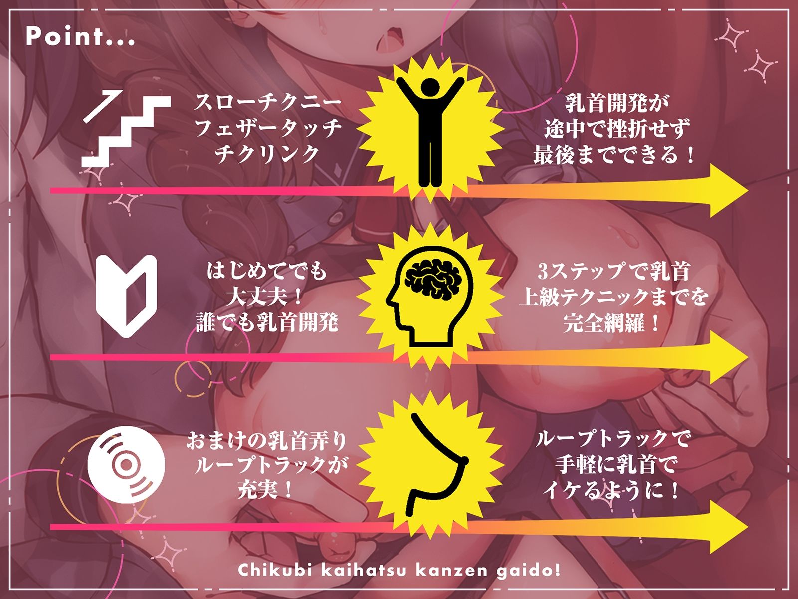 【実践編 乳首弄りループトラック付き】超初心者のための「3ステップ」乳首開発完全ガイド！〜低刺激スローチクニ―から♀イキまで〜